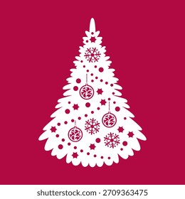 Árbol de Navidad. Plantilla para el corte por láser. Decoración de invierno. Ilustración vectorial.