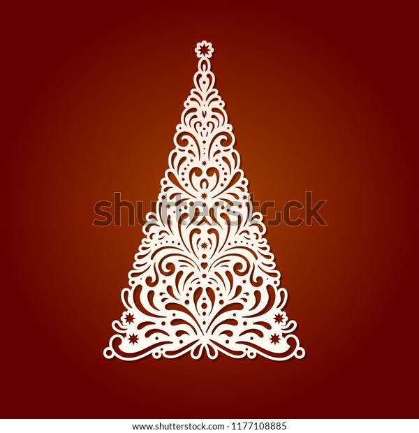 Christmas Tree Template Laser Cutting Element Stock Vector Royalty Free