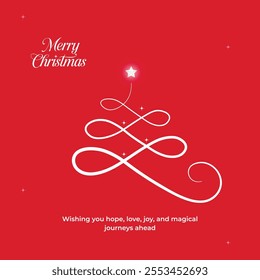 Christmas tree template on red background