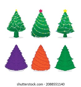 Christmas Tree Template Set Beautiful In Six Tree Color