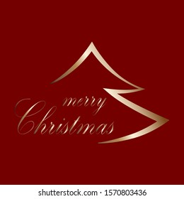 Christmas tree with text. Party poster, greeting card, banner or invitation. Xmas greeting design. Vector illustration.