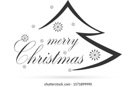 Christmas tree with text. Party poster, greeting card, banner or invitation. Xmas greeting design. Vector illustration.