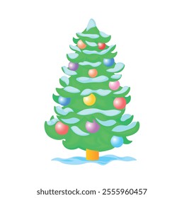 A Christmas tree that will decorate every New Year's holiday, Christmas tree, Santa, snow, new Year gifts, fairy forest, Christmas decorations, isolate, vector illustration, art, design, background