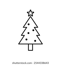 christmas tree christmas theme icon graphic illustration outline drawing art.