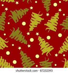 Christmas tree theme over red background