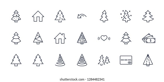 Christmas Tree thin line icon set. Stylized linear icons of arti