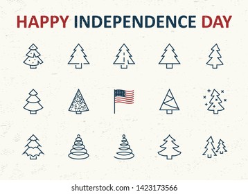 Christmas Tree thin line icon set. Stylized linear icons of artificial snow, spruce, present box fir. Editable Stroke. 32x32 Pixel Perfect