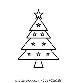 Christmas tree thin line icon vector on white background.