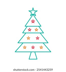 Christmas tree thin line icon vector on white background.