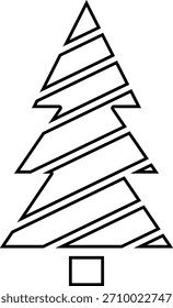 Christmas tree thin line icon. Spruce pine fir. New Year celebration outline decorated pictogram. Xmas winter element. Simple flat linear design. Logo illustration. Silhouette Vector. 
