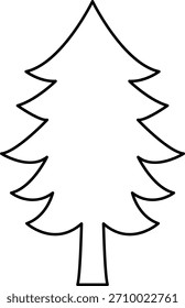 Ícone de linha fina da árvore de Natal. Abeto de abeto. Pictograma decorado da celebração do Ano Novo. Elemento de inverno Xmas. Design linear simples e plano. Ilustração do logotipo. Silhueta Vetor. 