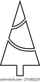 Árbol de Navidad icono de línea delgada. Abeto de pino. Esquema de celebración del Año Nuevo pictograma decorado. Elemento de invierno de Navidad. Diseño lineal plano simple. Ilustración del logotipo. Vector de silueta. 