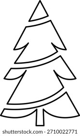Christmas tree thin line icon. Spruce pine fir. New Year celebration outline decorated pictogram. Xmas winter element. Simple flat linear design. Logo illustration. Silhouette Vector. 