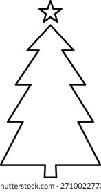 Christmas tree thin line icon. Spruce pine fir. New Year celebration outline decorated pictogram. Xmas winter element. Simple flat linear design. Logo illustration. Silhouette Vector. 