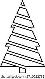 Christmas tree thin line icon. Spruce pine fir. New Year celebration outline decorated pictogram. Xmas winter element. Simple flat linear design. Logo illustration. Silhouette Vector. 