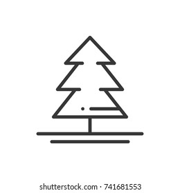 Christmas tree thin line icon. Spruce fir. New Year celebration outline decorated pictogram. Xmas winter element. Vector simple flat linear design. Logo illustration. Silhouette symbols.