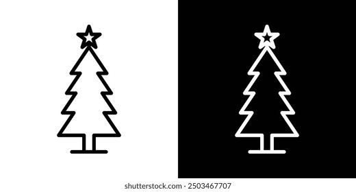 Christmas tree thin line vector icon set.
