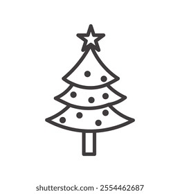 Christmas Tree thin liner icon vector.
