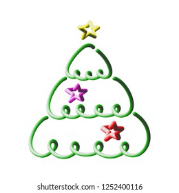 Christmas tree, three-dimensional vector illustration.