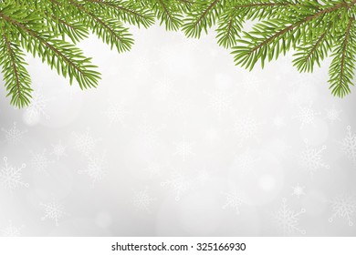 Christmas tree top frame isolated on silver blurred background. vector illustration. 