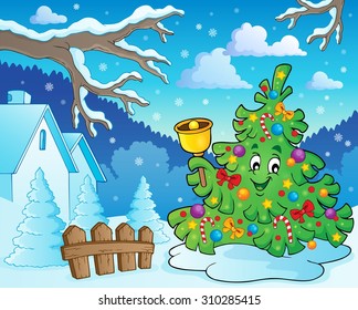 Imagen de tema del árbol de Navidad 6 - ilustración vectorial eps10.