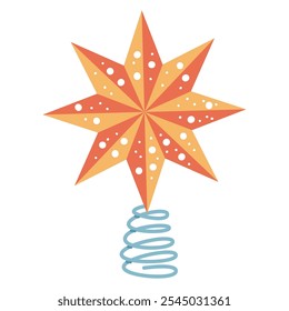 Christmas tree topper star lighted vector cartoon illustration isolated on a white background.