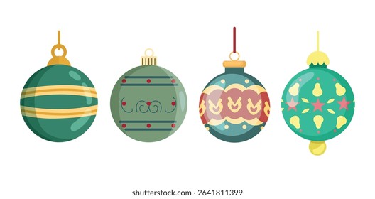 Christmas tree toy ball. Flat vector clipart, illustration with isolated background.