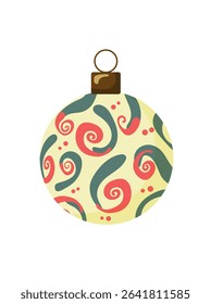Christmas tree toy ball. Flat vector clipart, illustration with isolated background.