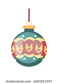 Bola de juguete del árbol de navidad. Clipart de Vector plano, ilustración con fondo aislado.