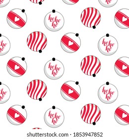 christmas tree toy ball red pattern with lettering ho ho ho