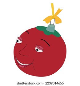 Christmas tree toy ball red tomato smiling face