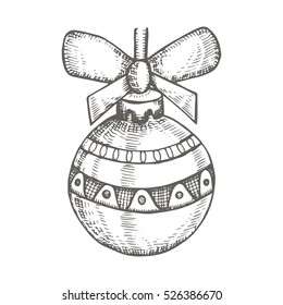 Christmas tree toy. Ball with ribbon vector illustration