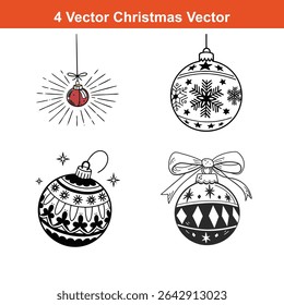 Christmas tree toy black glyph silhouette set,Christmas Decoration Icon on Checkerboard Transparent Background