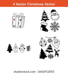 Christmas tree toy black glyph silhouette set,Christmas Decoration Icon on Checkerboard Transparent Background