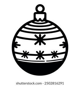 Christmas tree toy black icon, simple minimalistic design, vector