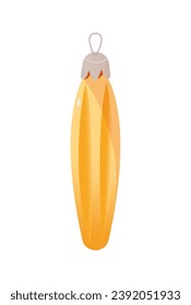 Christmas tree toy in cartoon design. This radiant Christmas tree toy adorn in a yellow palette that highlights its uniquely beautiful shape. Vector illustration.