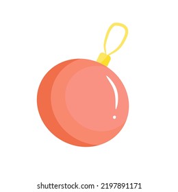 Christmas tree toy in cartoon style isolated on a white background. Vector Christmas illustration.