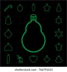 christmas tree toy collection, linear icon