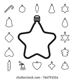 christmas tree toy collection, linear icon