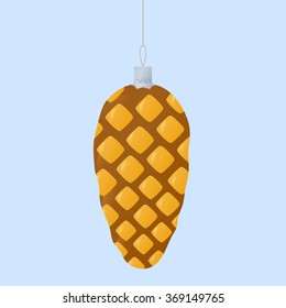 Christmas tree toy: cone. Isolated on blue background. Vector illustration, EPS10.