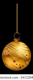 Christmas tree toy golden ball with stars