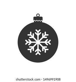 Christmas tree toy icon. Black silhouette of christmas ball. Vector drawing. Isolated object on a white background. Isolate.