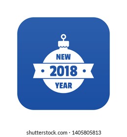 Christmas tree toy icon blue vector isolated on white background