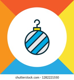 Christmas tree toy icon colored line symbol. Premium quality isolated bauble element in trendy style.