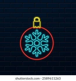 Christmas tree toy icon. neon style. Black silhouette of Christmas prom. Vector graphics. Object isolated on a white background. Isolate..