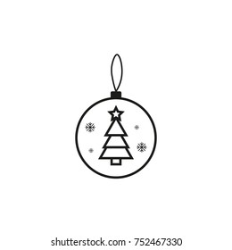Christmas tree toy, icon vector