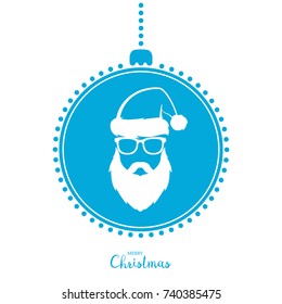 Christmas tree toy with the image of fashionable Santa Claus. Christmas vector illustration.