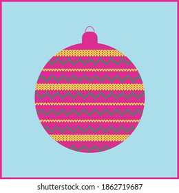 Christmas tree toy knitted pink blue color pattern vector