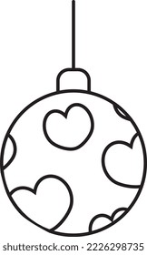 Christmas tree toy, line art, simple minimalistic design, black and white