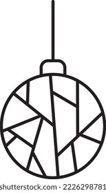Christmas tree toy, line art, simple minimalistic design, black and white